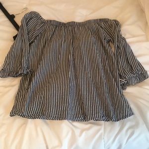 Off Shoulder Stripped Shirt